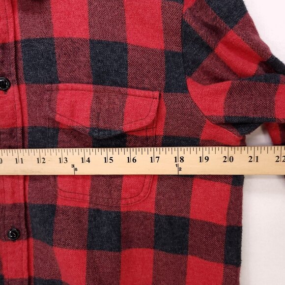 Madewell Flannel Shirt Button Up Red Buffalo Plaid Long Sleeve Size Small Boxy - Picture 10 of 13